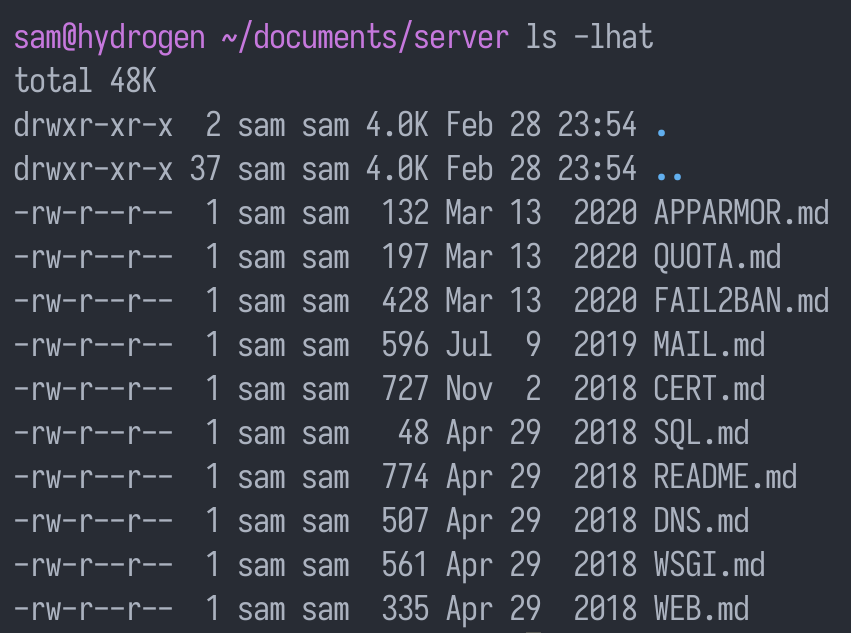 A file listing, showing modification dates from four to six years ago.